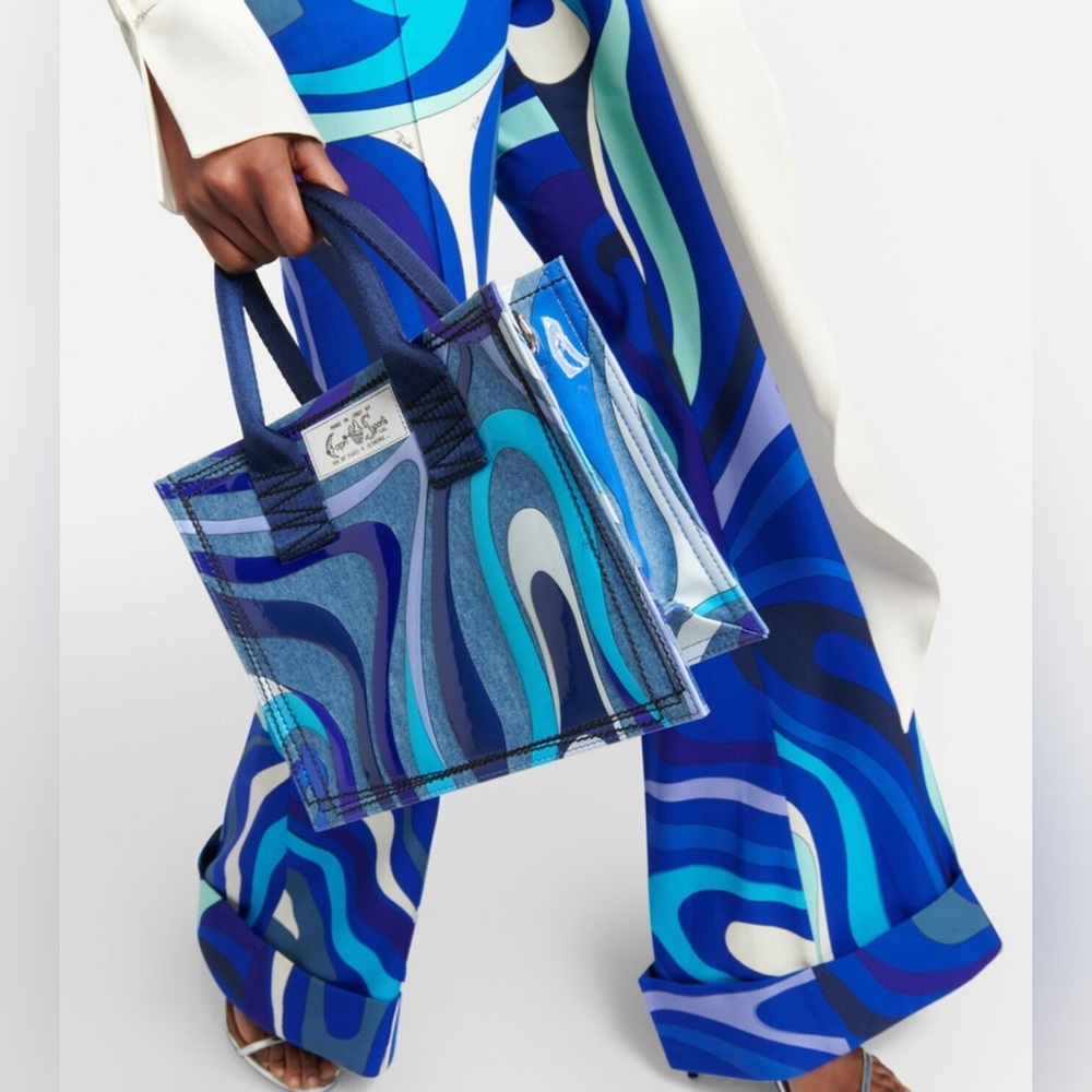 Emilio Pucci Marmo Denim Tote Bag Small NWT - Picture 11 of 12